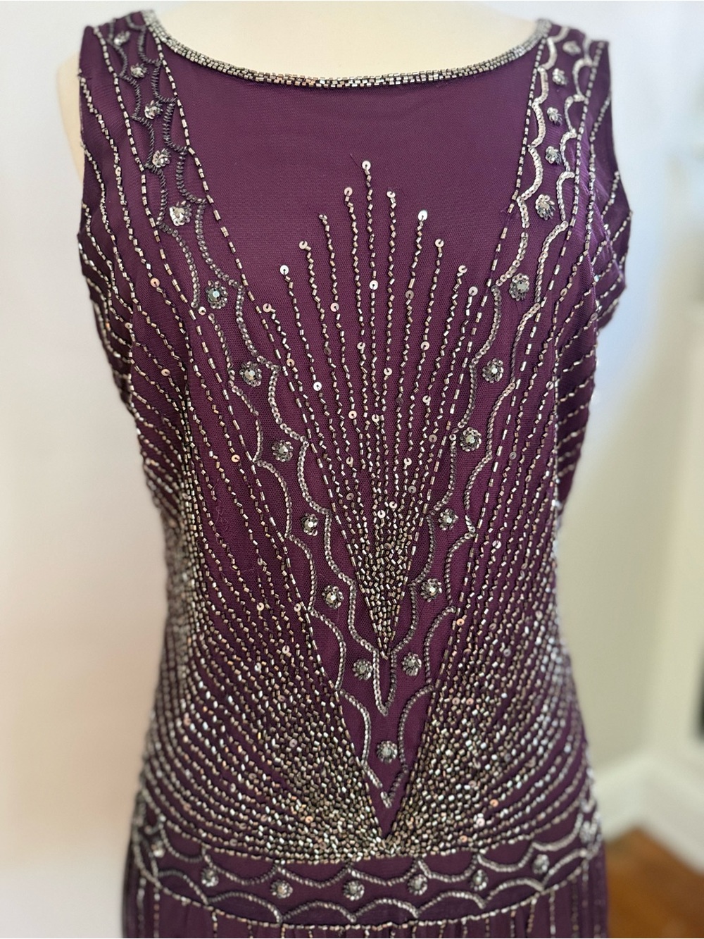 Adrianna Papell Beaded Gatsby Flapper Dress Size M/L Art Deco Costume Party - Picture 8 of 14